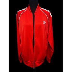 Adidas Red Track Jacket White Stripes Full-Zip Lightweight Casual, STREETWEAR, Y